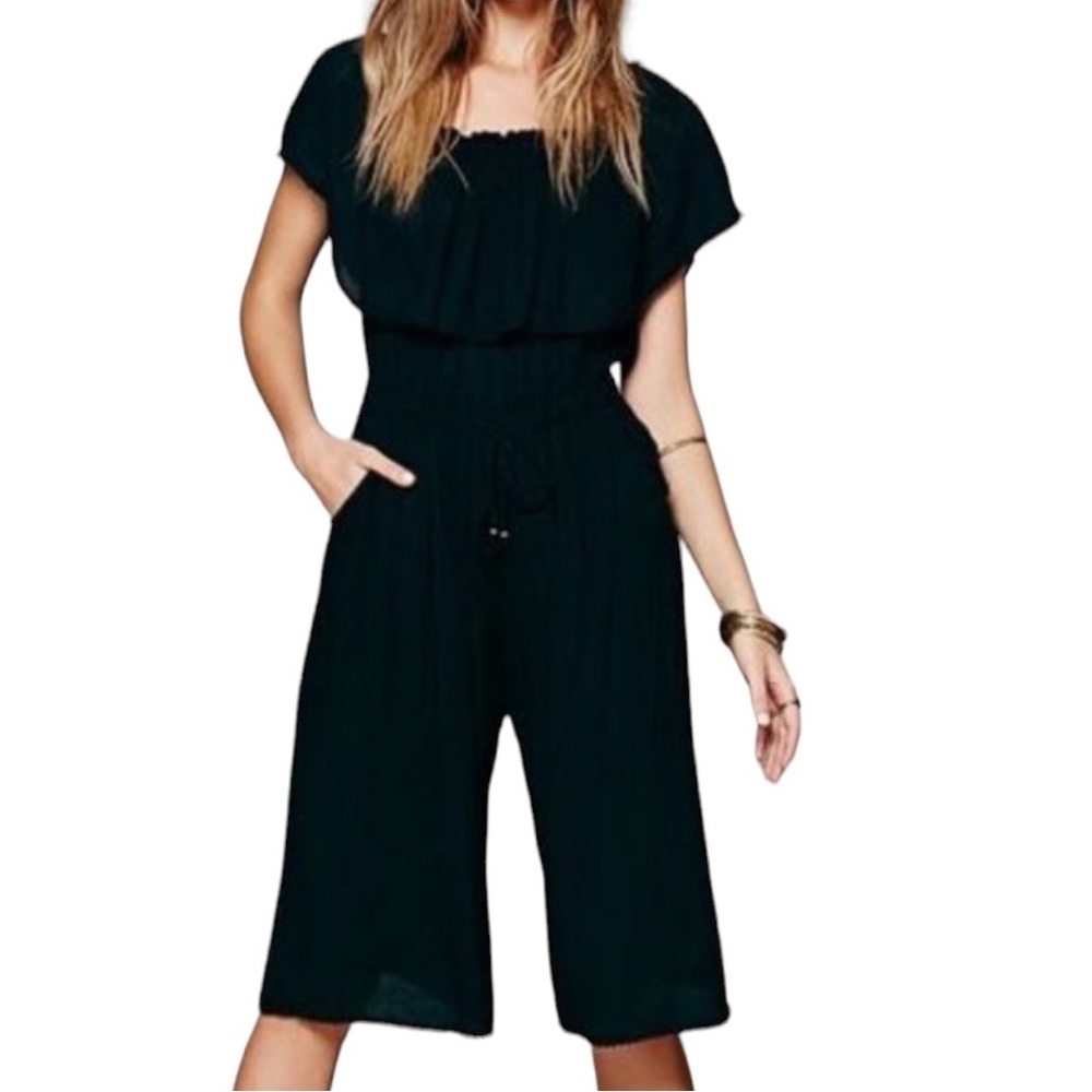 Free People Blackbird Jumper Off-the-shoulder Jumpsuit Romper Black Small